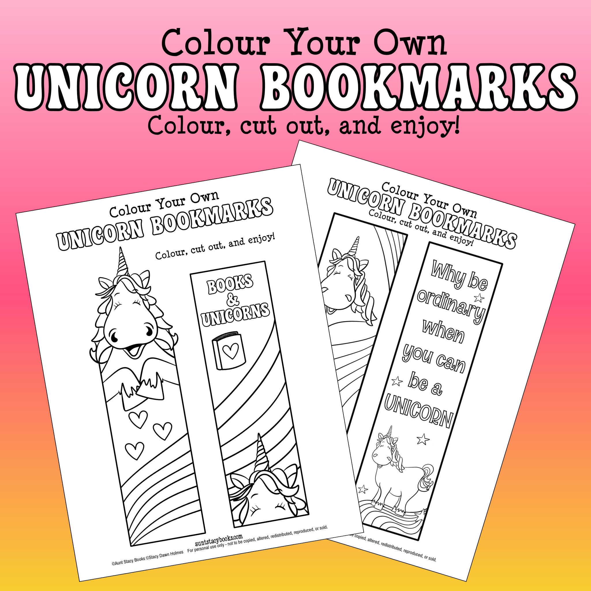 Colour Your Own Unicorn Bookmarks – Printable PDF