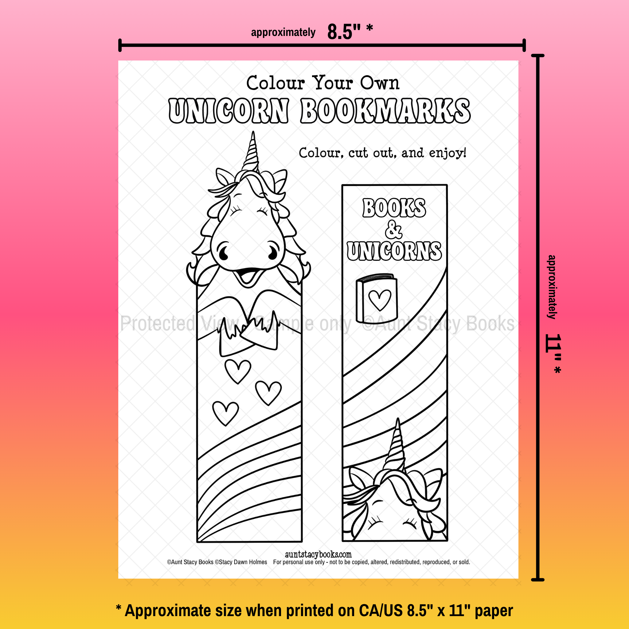 Colour Your Own Unicorn Bookmarks – Printable PDF