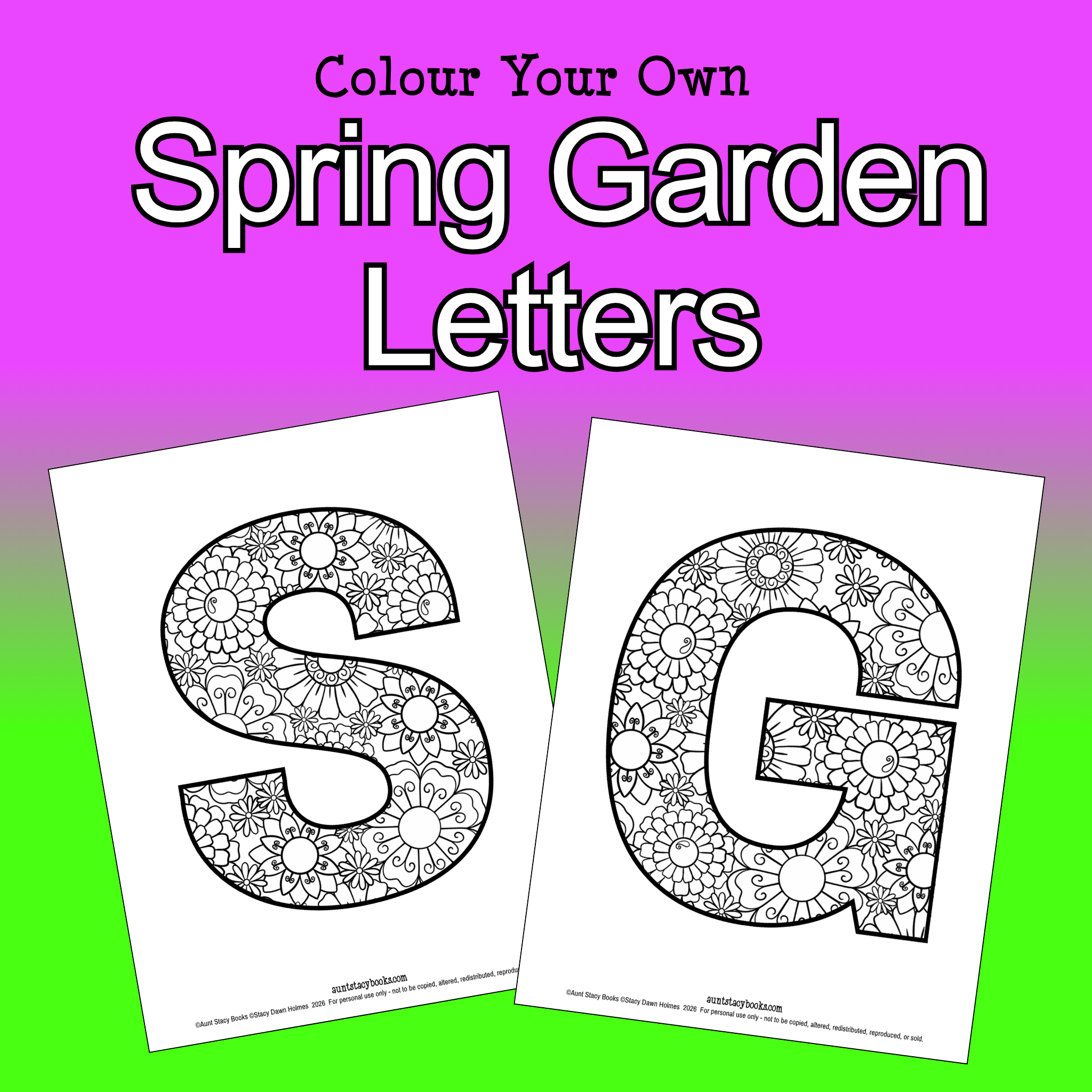 Colour Your Own Spring Garden Letters – Printable PDF Alphabet
