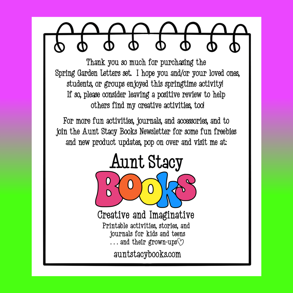 Colour Your Own Spring Garden Letters – Printable PDF Alphabet