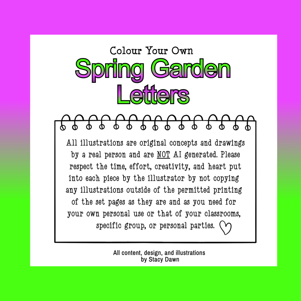 Colour Your Own Spring Garden Letters – Printable PDF Alphabet