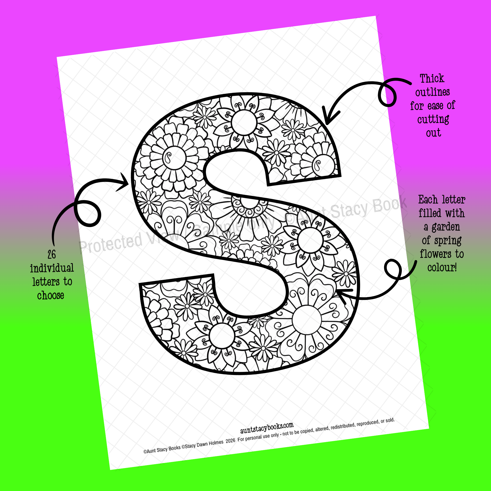 Colour Your Own Spring Garden Letters – Printable PDF Alphabet