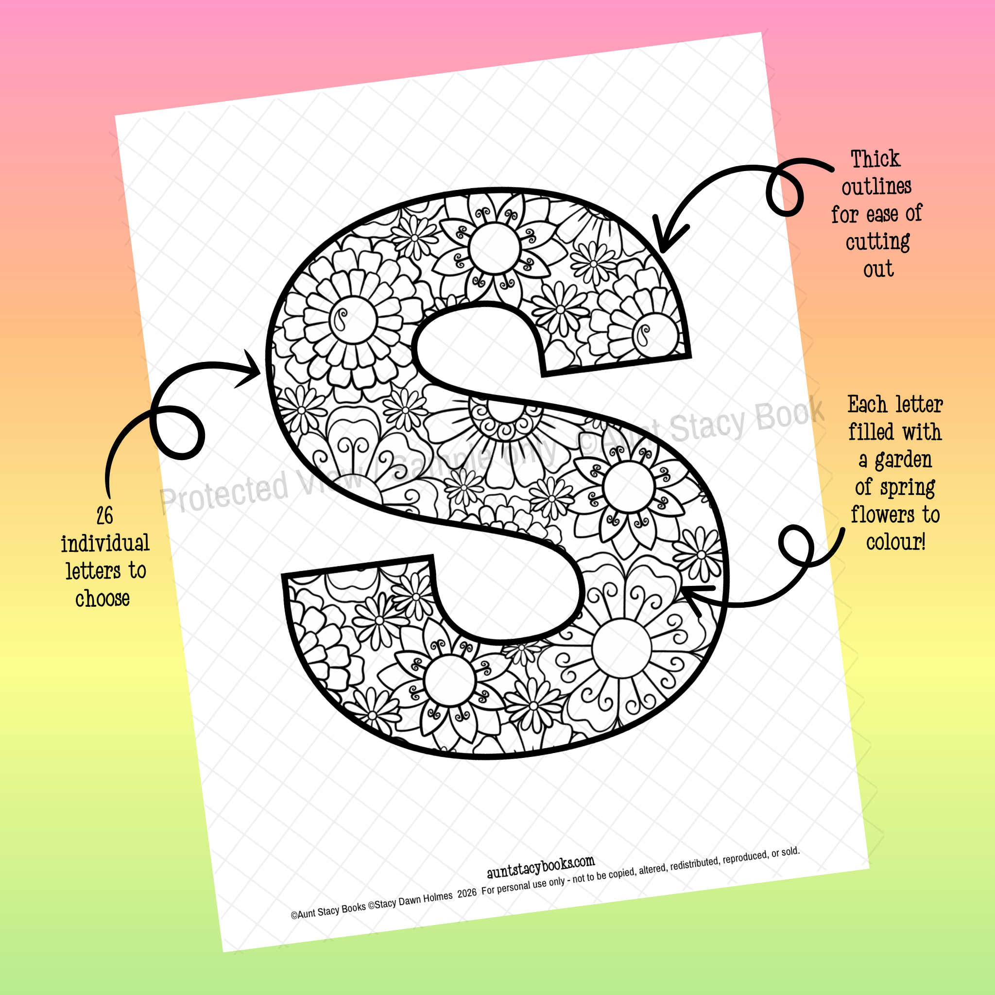 Colour Your Own Spring Garden Letters – Printable PDF Alphabet