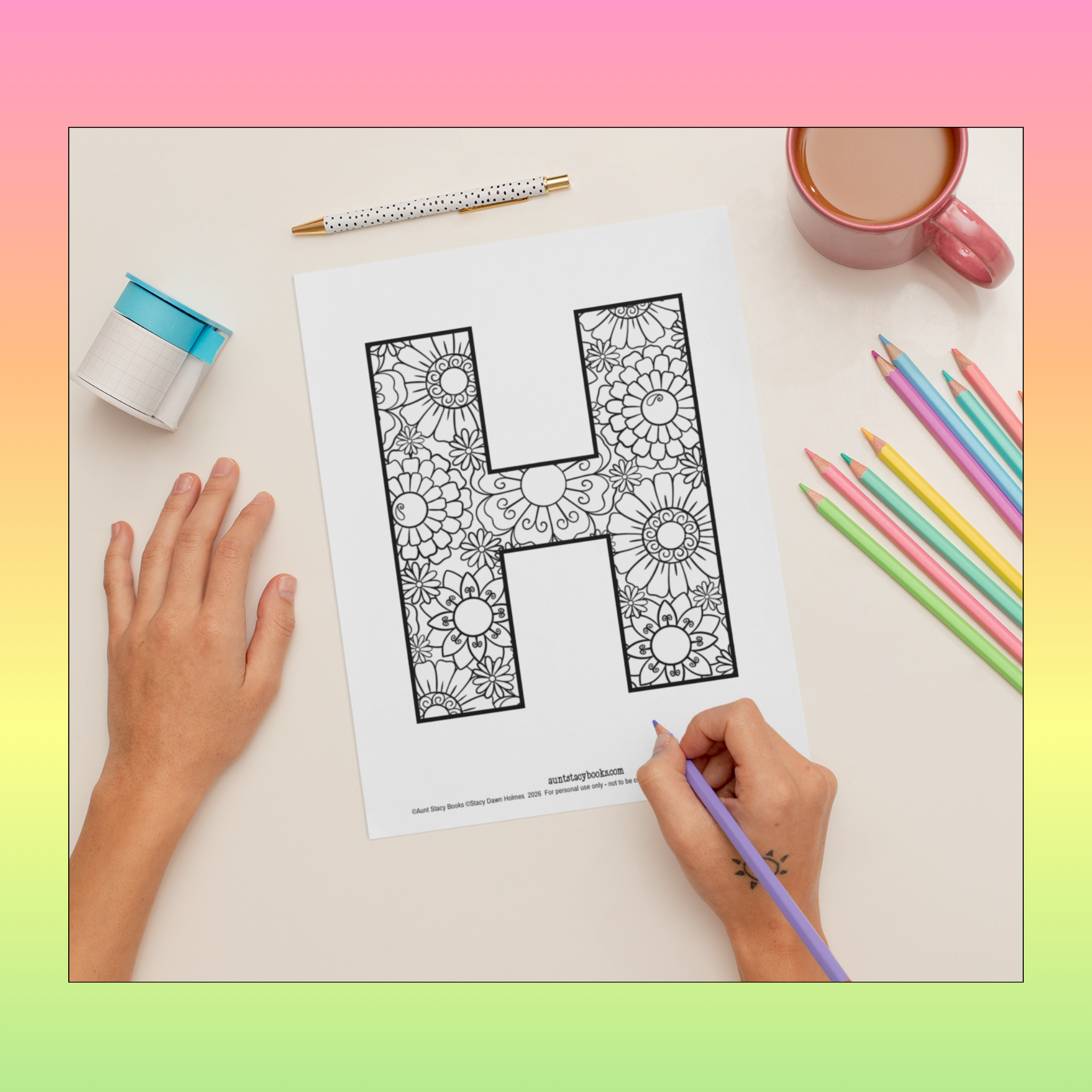 Colour Your Own Spring Garden Letters – Printable PDF Alphabet