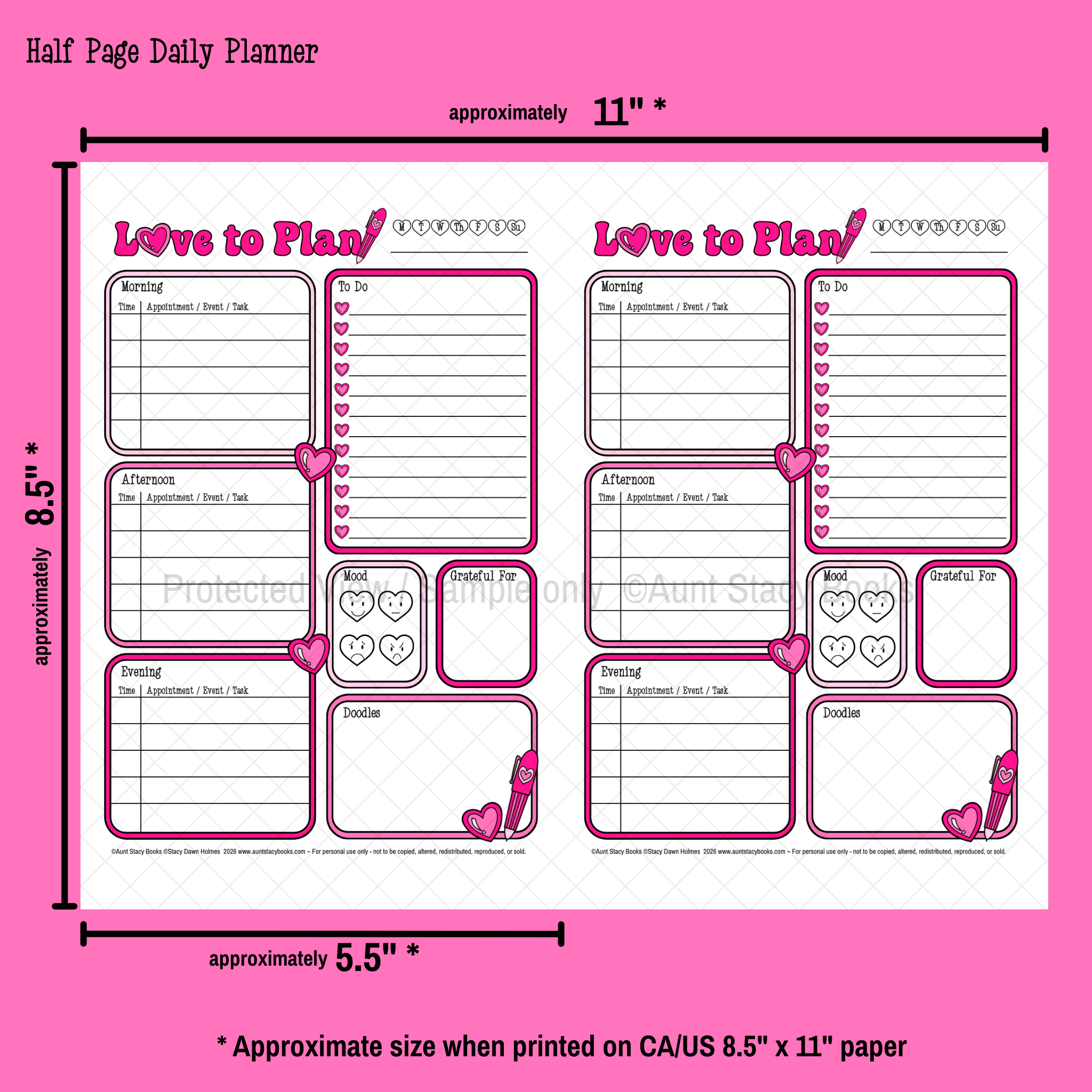 Love to Plan Daily Planner Page - Printable Weekly Organizer