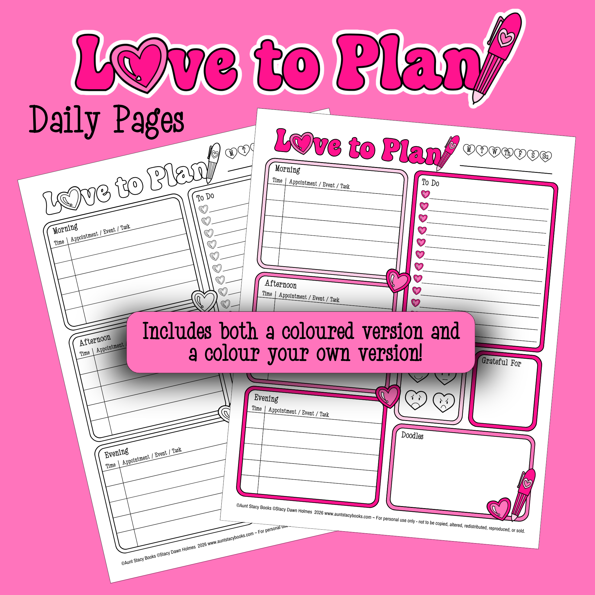 Love to Plan Daily Planner Page - Printable Weekly Organizer