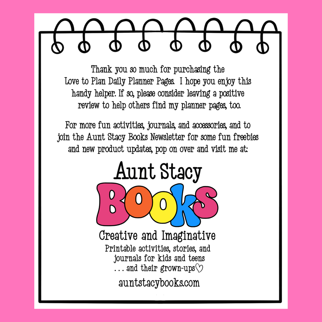 Love to Plan Daily Planner Page - Printable Weekly Organizer