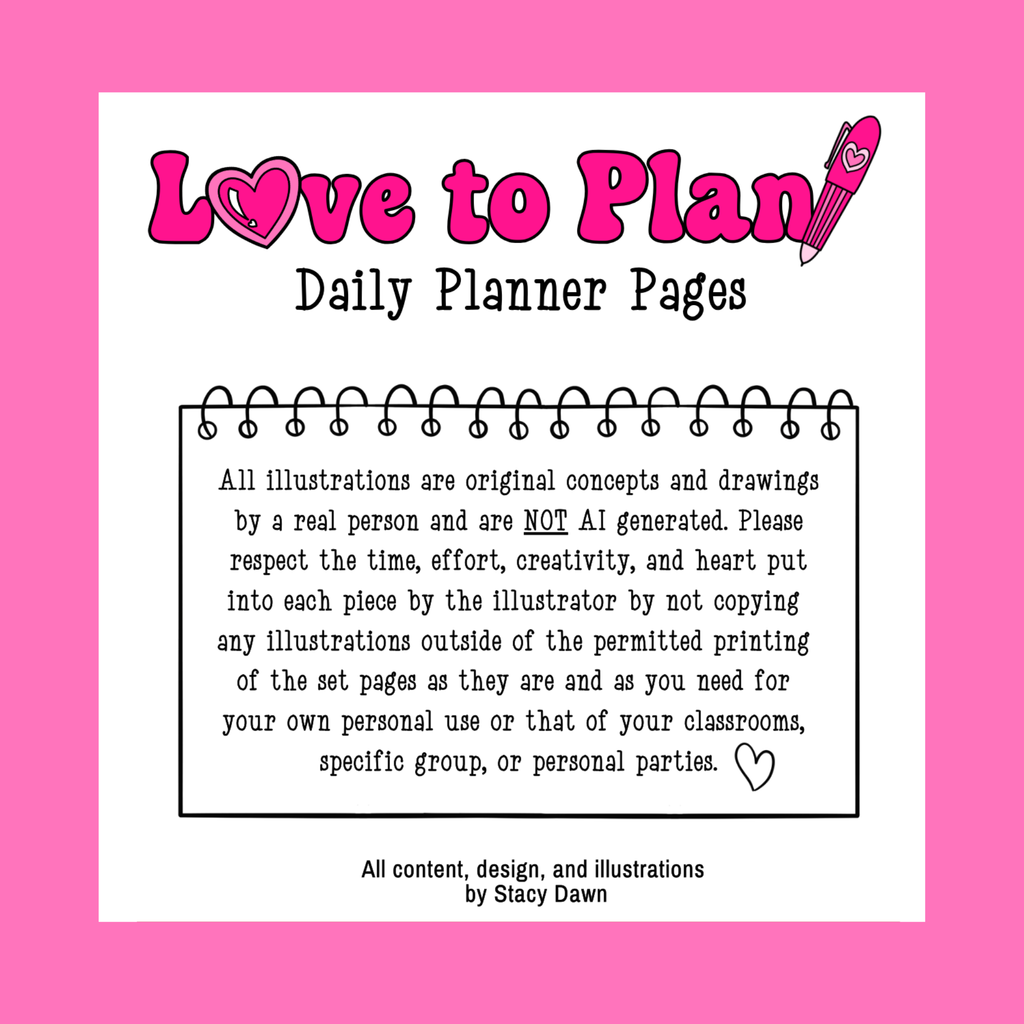 Love to Plan Daily Planner Page - Printable Weekly Organizer