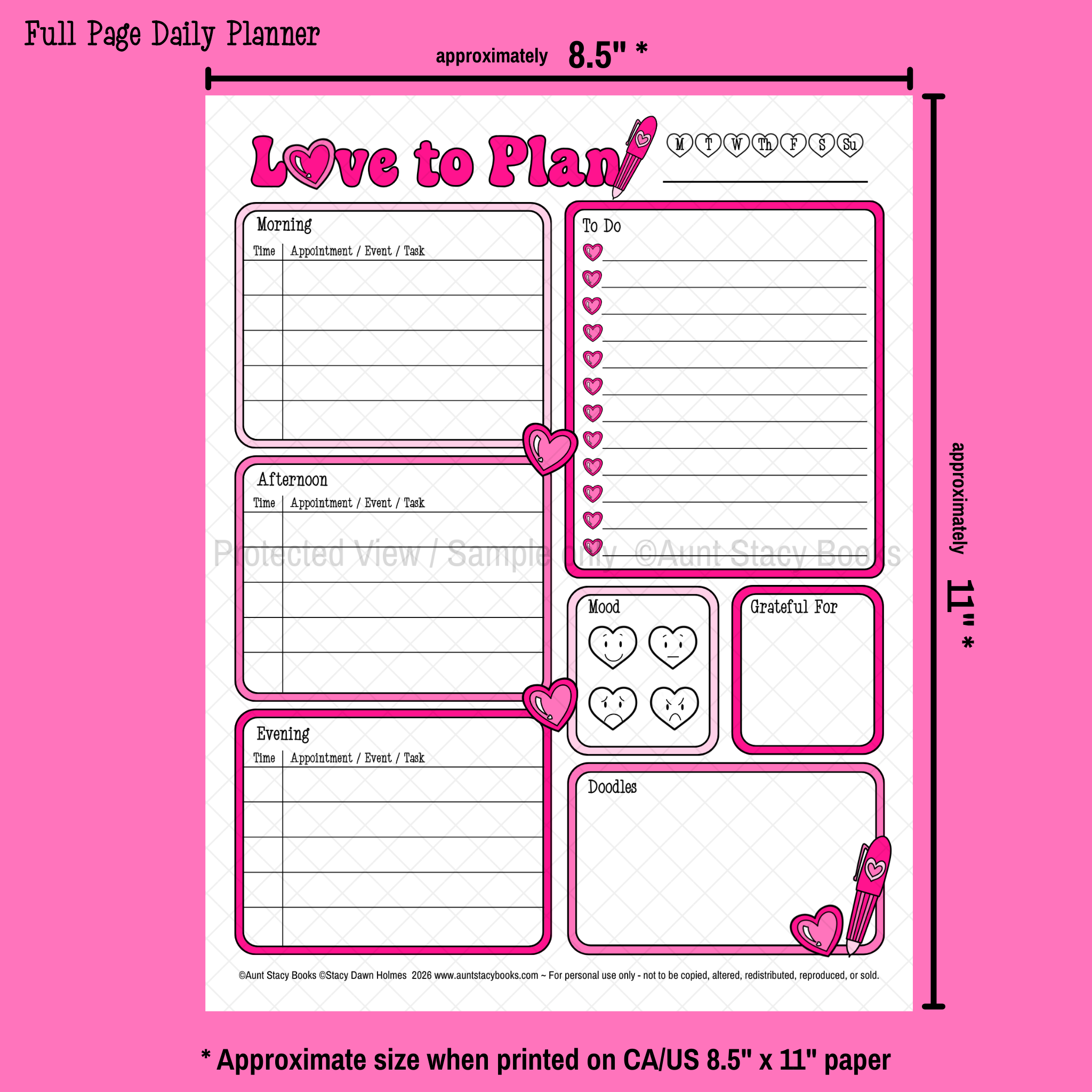 Love to Plan Daily Planner Page - Printable Weekly Organizer