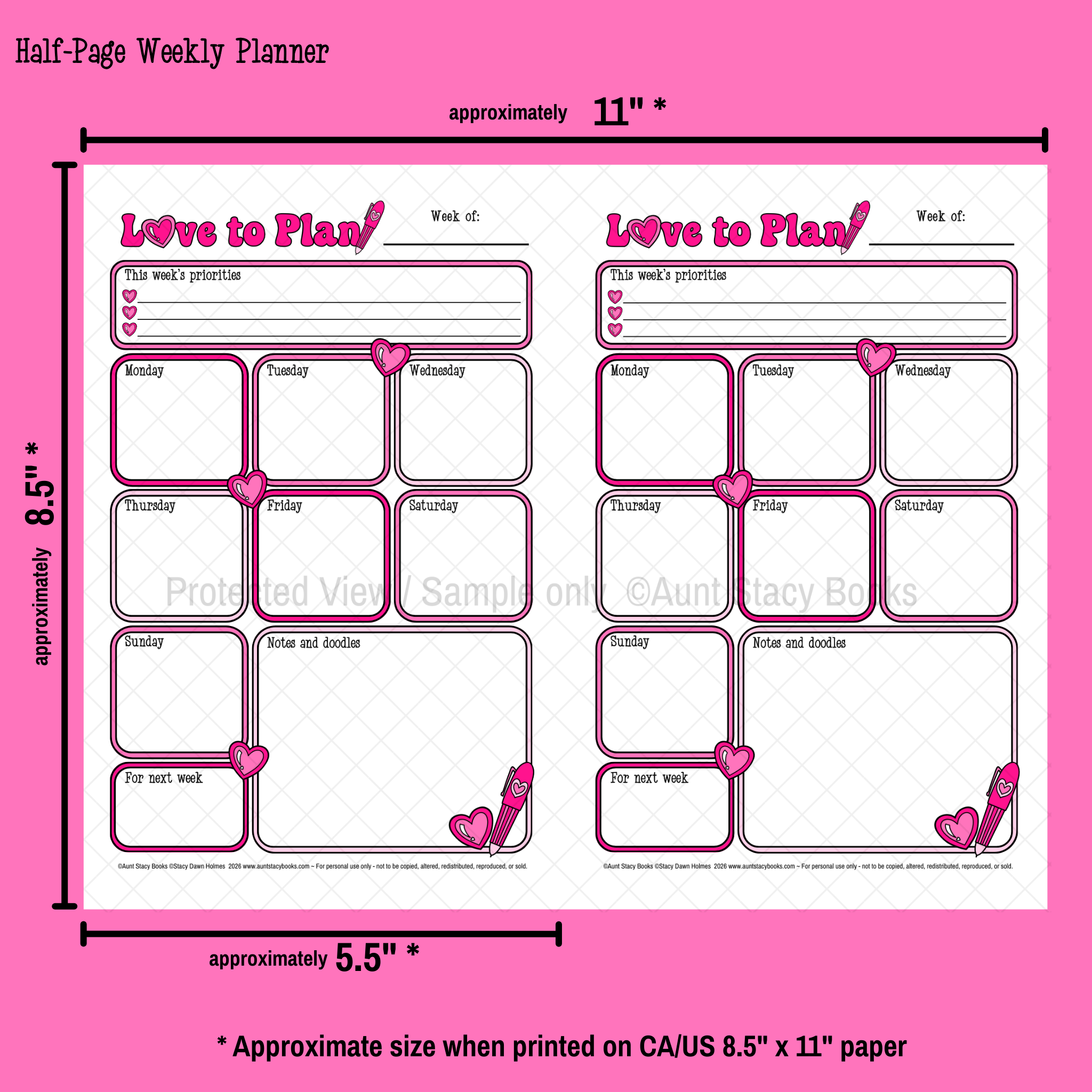 Love to Plan Weekly Planner Page - Printable Weekly Organizer
