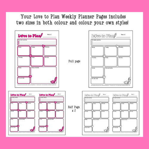 Love to Plan Weekly Planner Page - Printable Weekly Organizer
