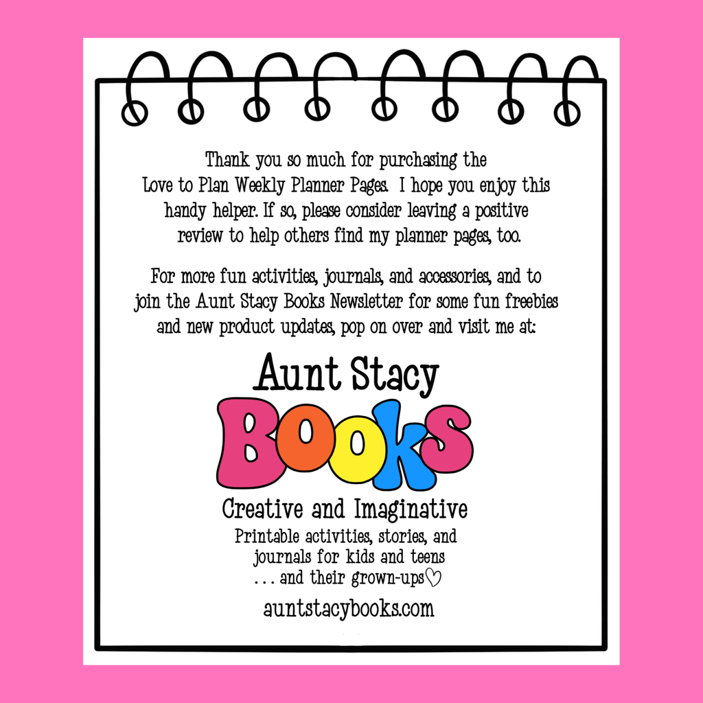 Love to Plan Weekly Planner Page - Printable Weekly Organizer