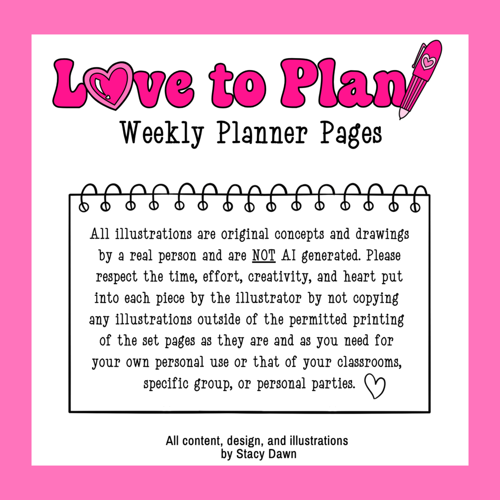 Love to Plan Weekly Planner Page - Printable Weekly Organizer