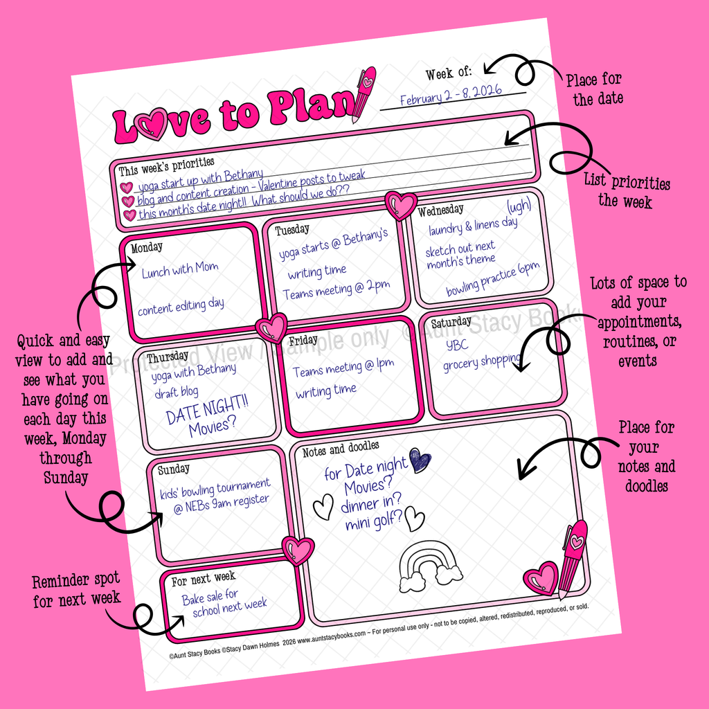 Love to Plan Weekly Planner Page - Printable Weekly Organizer