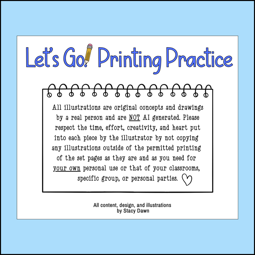 Let's Go! Printing Practice Activity Workbook - Printable PDF