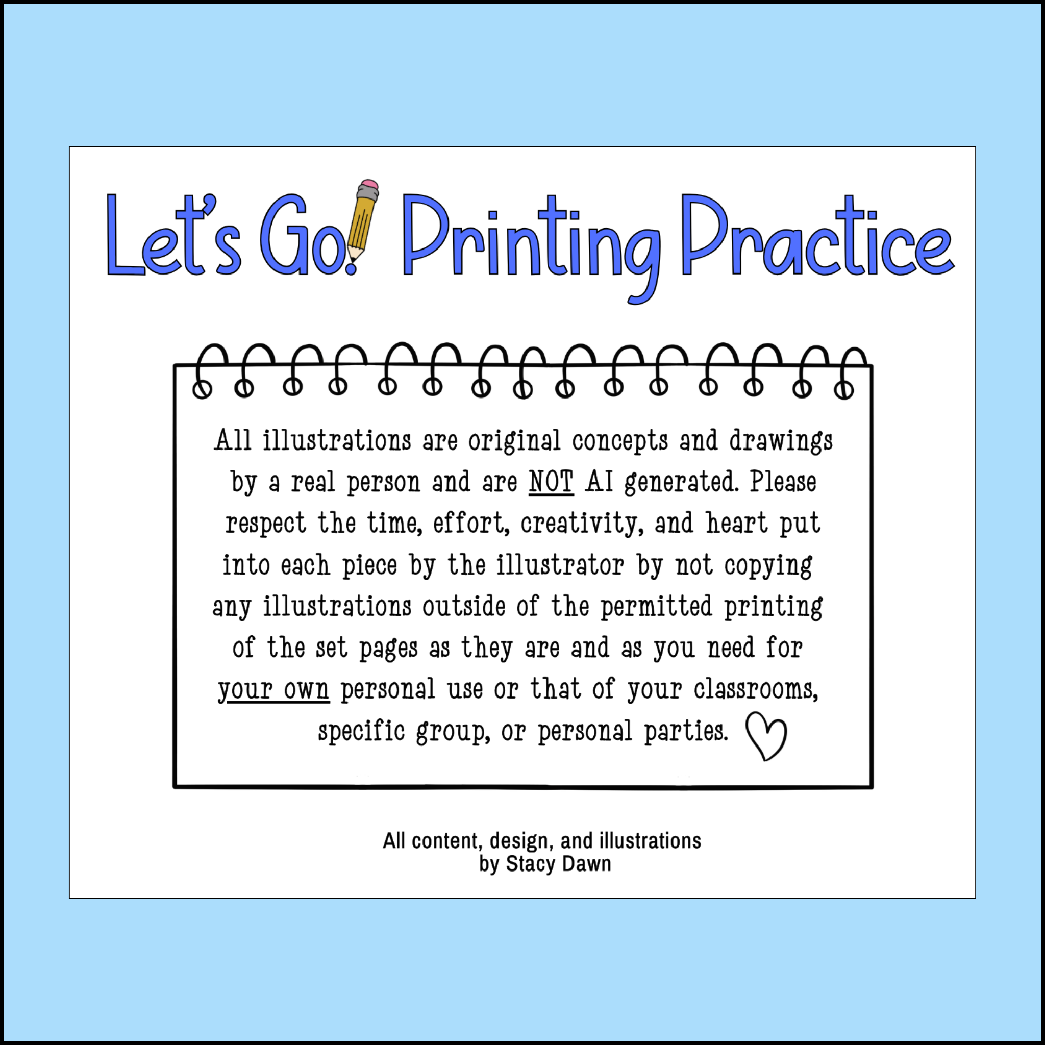 Let's Go! Printing Practice Activity Workbook - Printable PDF