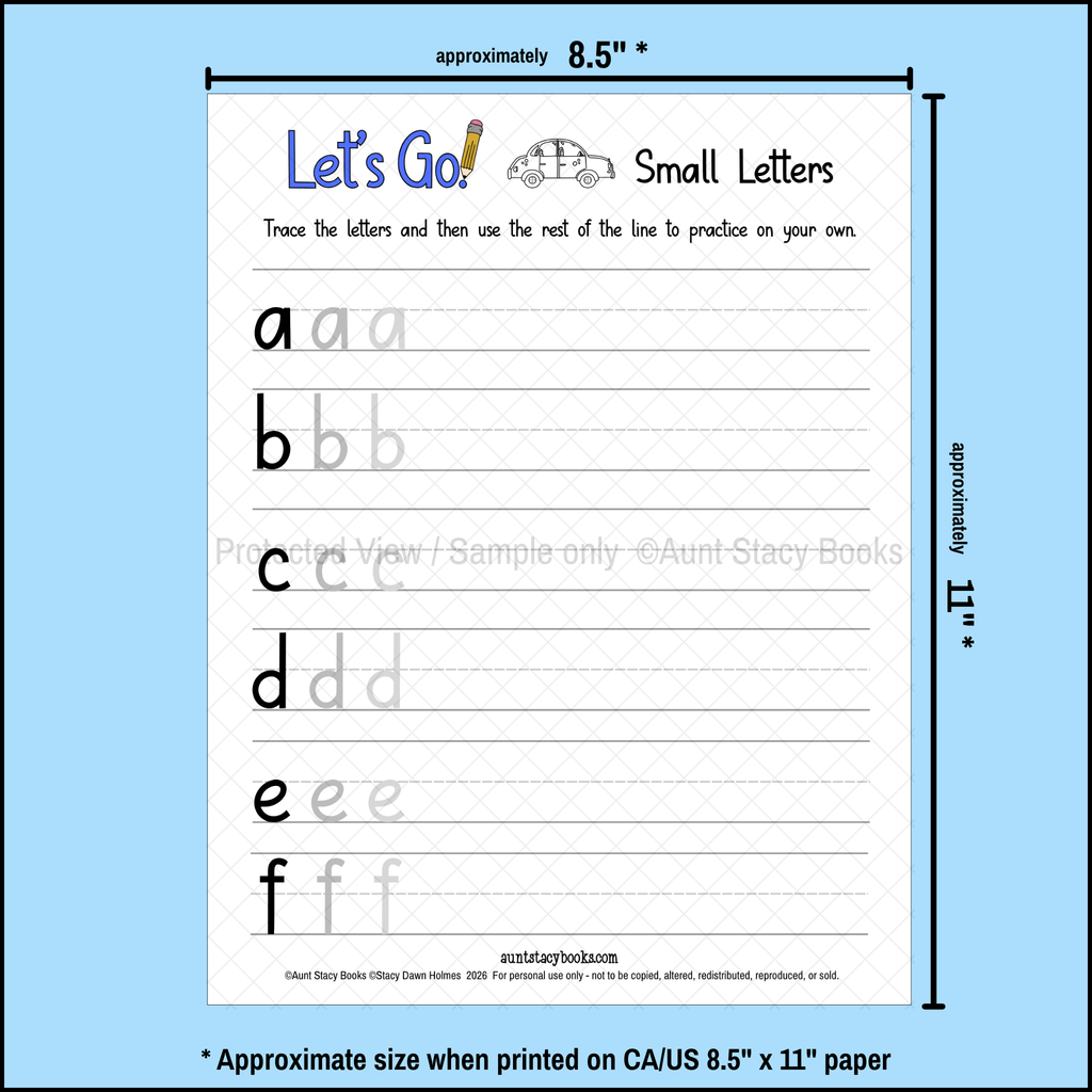Let's Go! Printing Practice Activity Workbook - Printable PDF