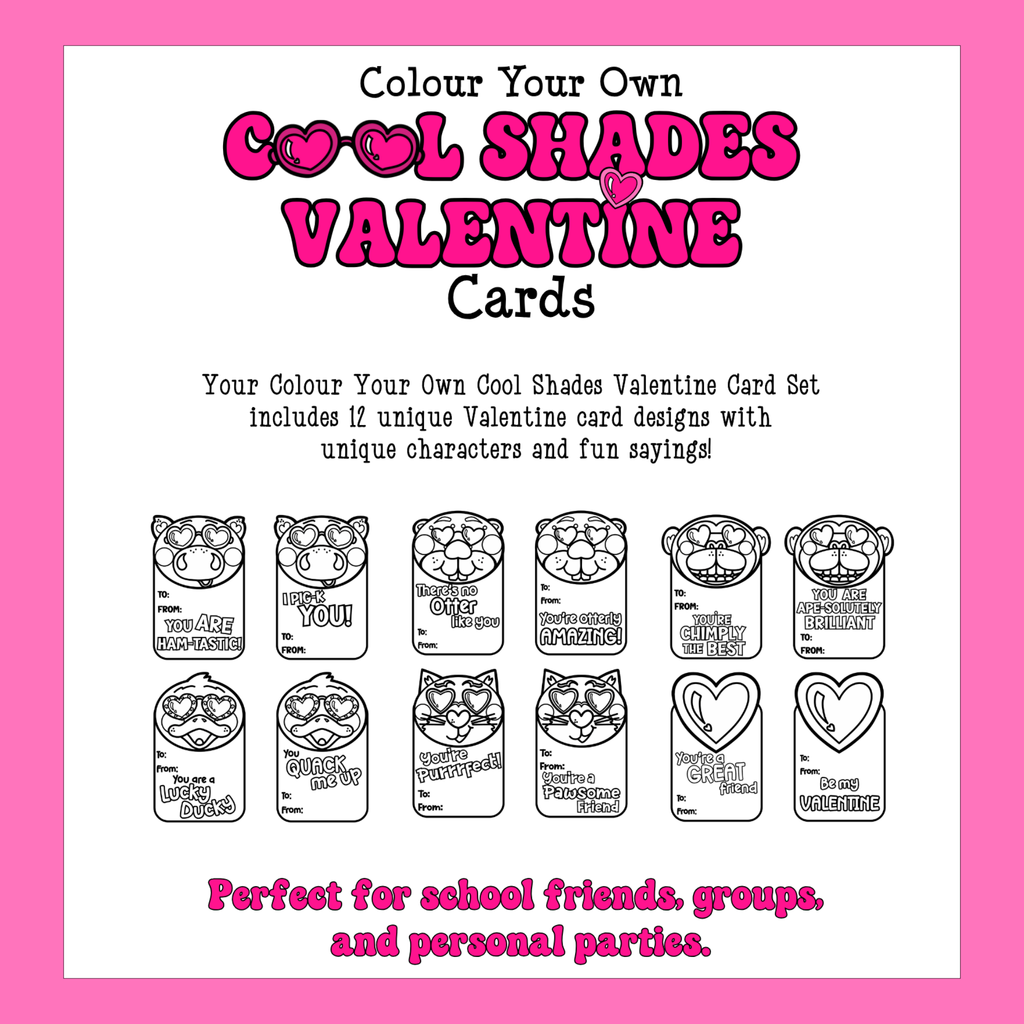 Cool Shades Colour Your Own Valentine Cards Printable Activity