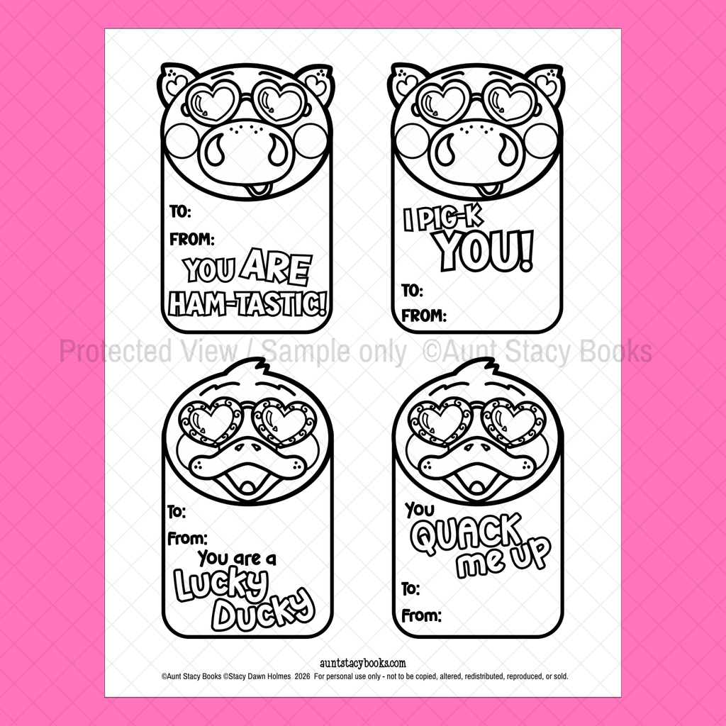 Cool Shades Colour Your Own Valentine Cards Printable Activity