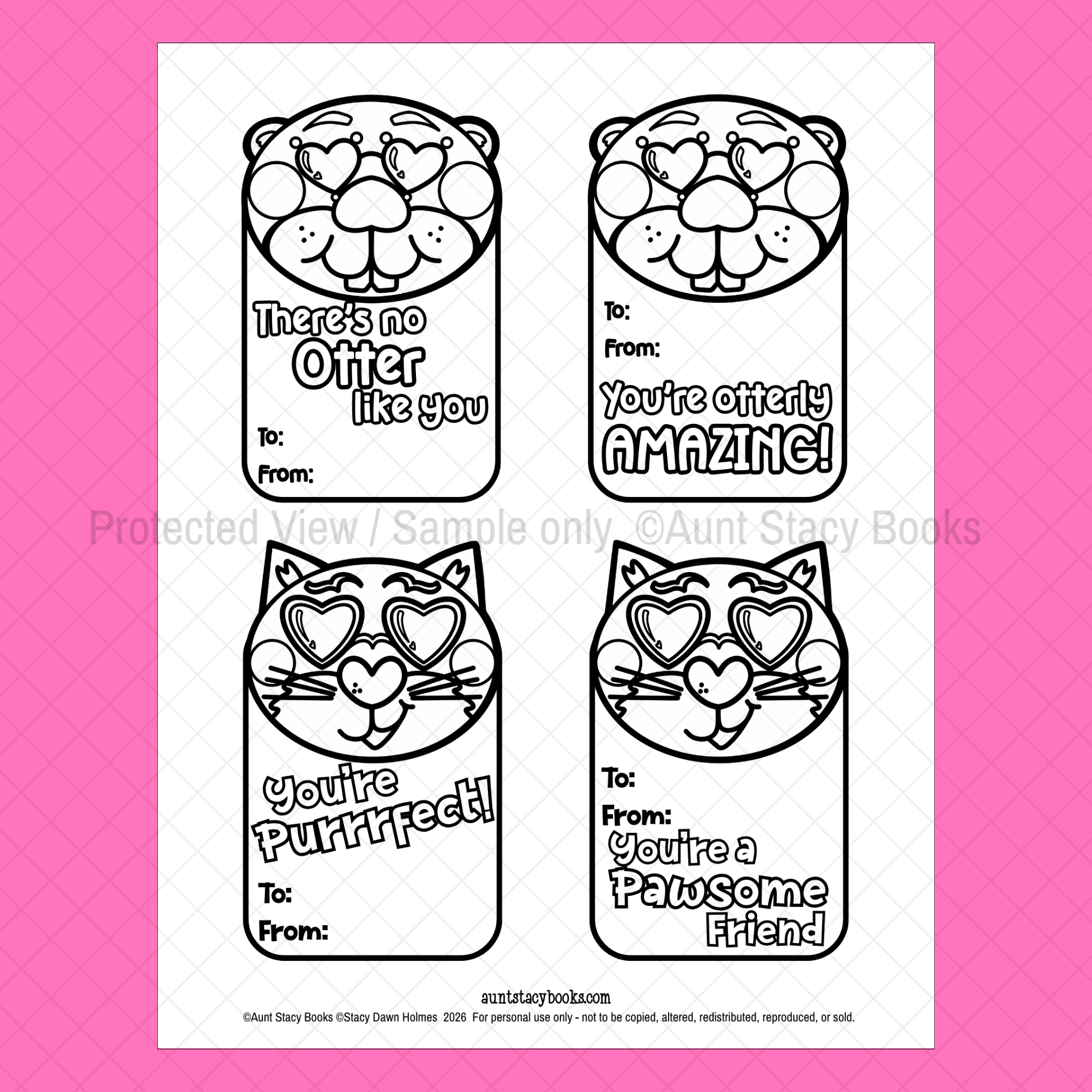 Cool Shades Colour Your Own Valentine Cards Printable Activity