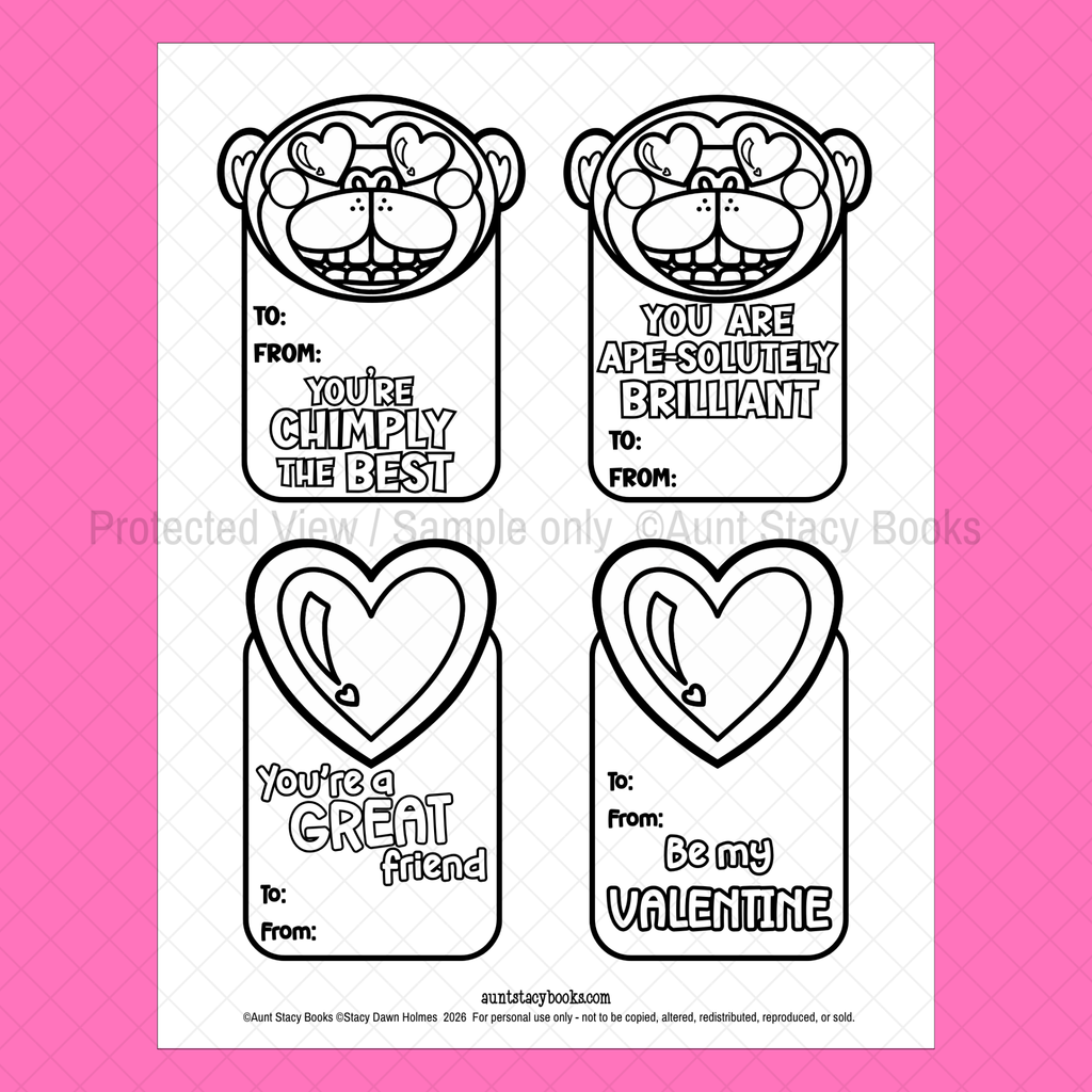 Cool Shades Colour Your Own Valentine Cards Printable Activity