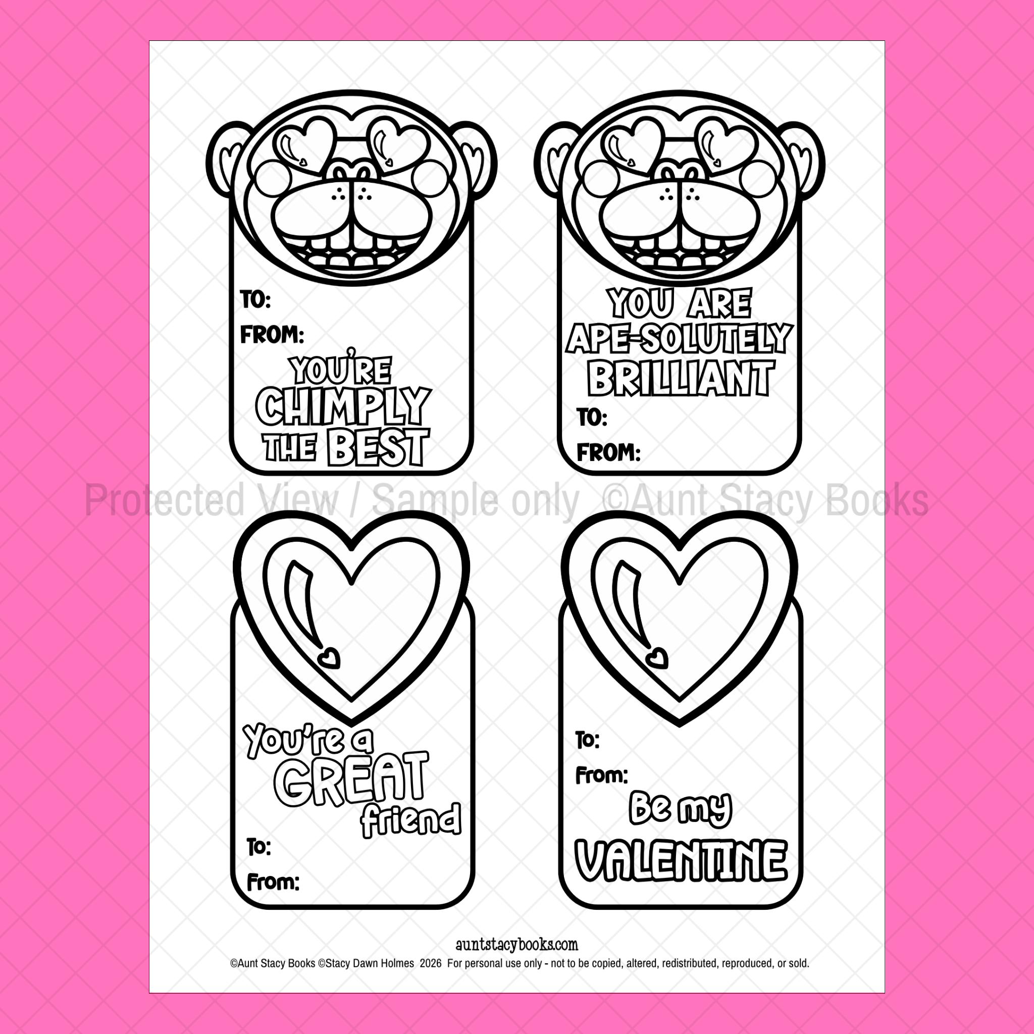 Cool Shades Colour Your Own Valentine Cards Printable Activity