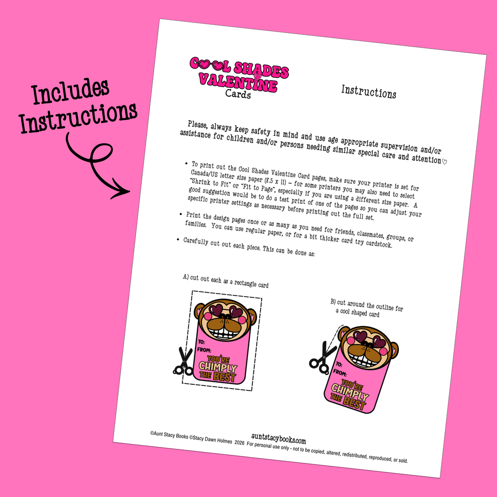 Cool Shades Colour Your Own Valentine Cards Printable Activity