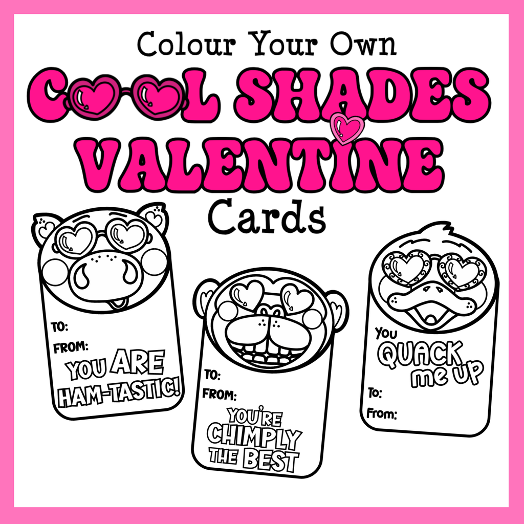 Cool Shades Colour Your Own Valentine Cards Printable Activity